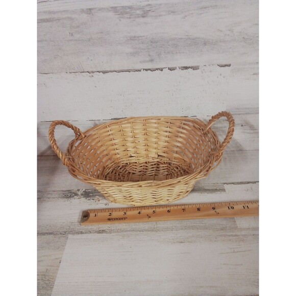 Small Sized Light Colored Decorative Farmhouse Basket With Handles - Picture 10 of 16